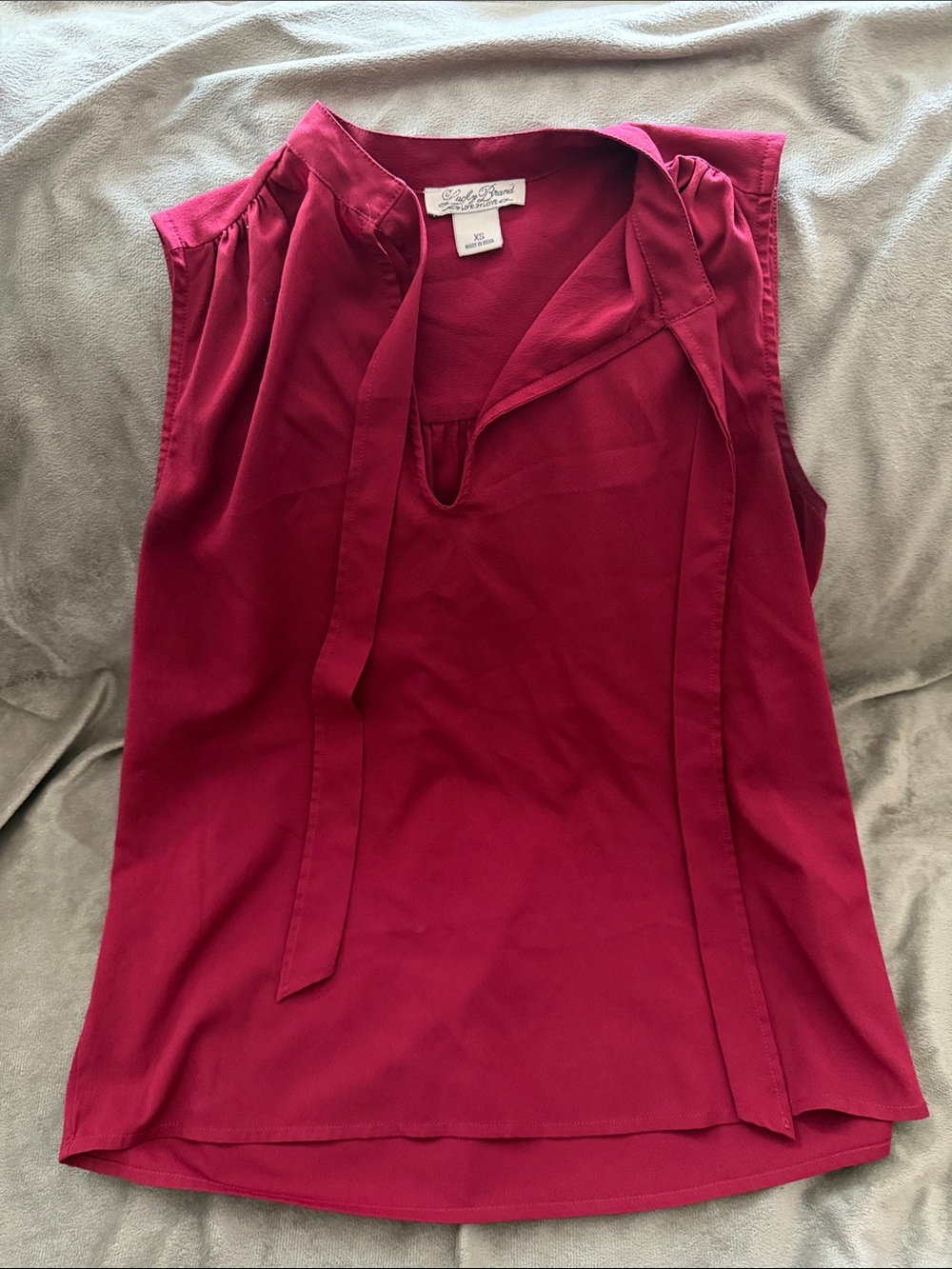Lucky in Love Sleeveless Tie-Neck Camisole in Berry